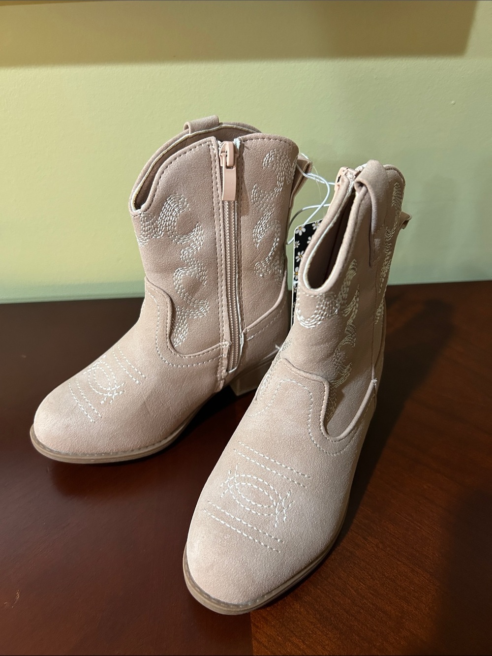 Laundry girl Beige Suede Western Ankle Boots, NEW